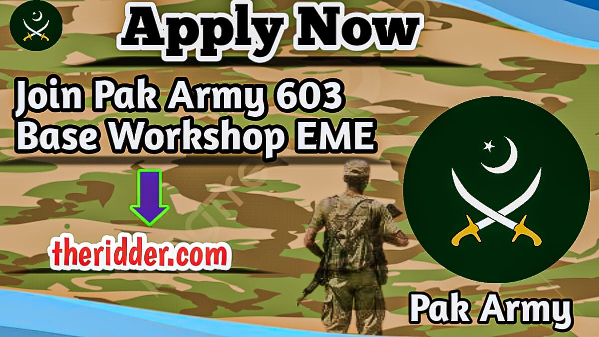 Join Pak Army 603 Base Workshop EME Lahore Jobs 2024